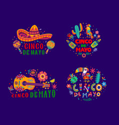 Cinco De Mayo Lettering Icons For Mexican Holiday