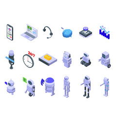 Virtual Assistant Services Icons Set Isometric