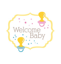 Baby Shower Frame Card With Pacifiers And Welcome