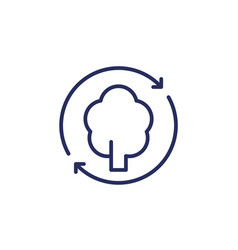 Reforestation Line Icon With A Tree