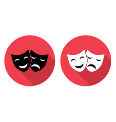 Set Of Theater Face Mask Icon Shadow Emotion