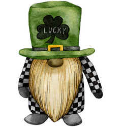 St Patrick Day Leprechaun With Four Leaves