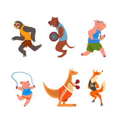 Wild Animal Characters Doing Sport Running