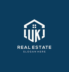 Letter Uk Logo For Real Estate With Hexagon Style