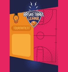 Basketball League Lettering With Court