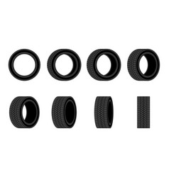 Car Tire Icon Different Angles Tires Wheel Flat