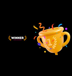 Champion Cup With Colorful Confetti Explosion 3d