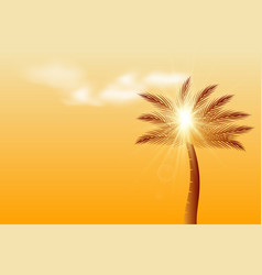 Golden Palm Tree Natural Landscape With Sunlight