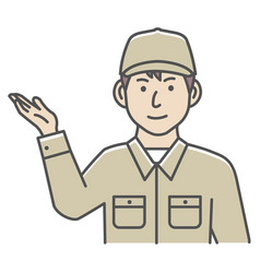 Male Blue Collar Worker Gesture Navigate