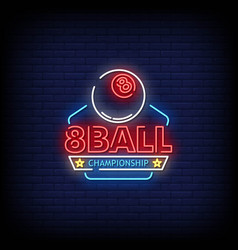 Neon Sign 8ball Pool With Brick Wall Background Ve