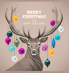 Christmas Card With Hand Drawn Deer