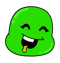 Green Head Laughing Drool Doodle Icon Drawing