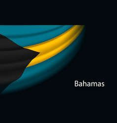 Wave Flag Of Bahamas On Dark Background