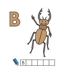 Cute Cartoon Animals Alphabet Beetle