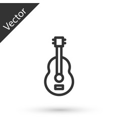 Grey Line Spanish Guitar Icon Isolated On White