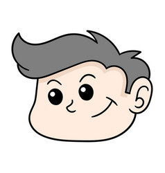 Handsome Chubby Boy Head Doodle Icon Drawing