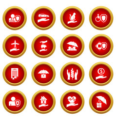 Insurance Icon Red Circle Set