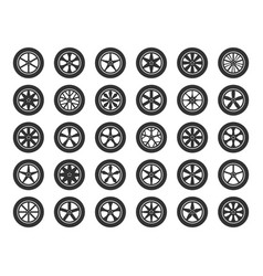 Set Tires And Wheels Disc Wheel Car Icon