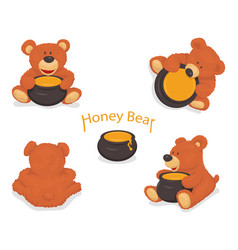 Bears Toys Set Brown Bear Cartoon Honey Pot