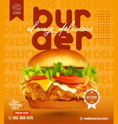 Delicious Burger And Food Menu Social Media