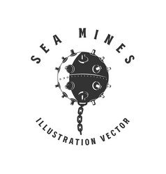 Vintage Retro Sea Mine Emblem Label