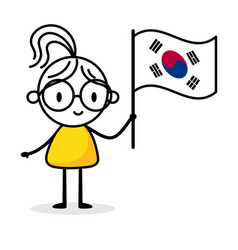 Woman Holding Flag Of Korea Isolated On White