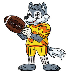 American Football Wolf Mascot Cartoon Clipart