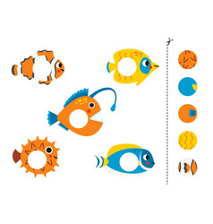 Cut And Glue Game For Kids Cute Reef Fish