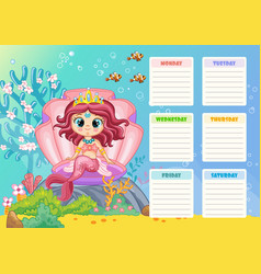 Cute Mermaid Kids Weekly Planner