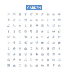 Garden Outline Icons Collection Plants Trees