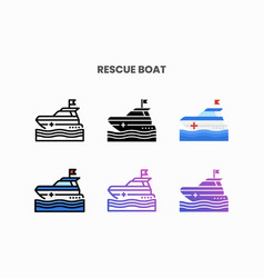 Rescue Boat Icon Set With Different Styles