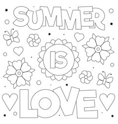 Summer Is Love Coloring Page Black And White