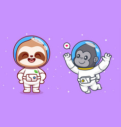 Cute Astronaut Monkey Standing In Space Cartoon