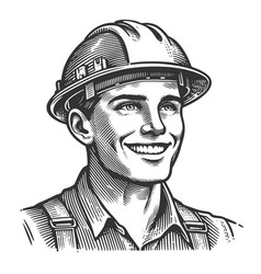 Smiling Construction Worker With Hard Hat