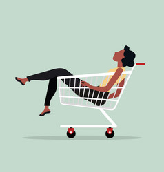 Woman Sitting In Shopping Cart