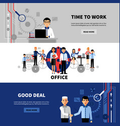 Business People 3 Flat Banners Set Business