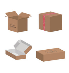 Cardboard Box Mockup Isolated On White Background