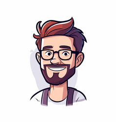 Hipster Man With Beard And Glasses Cartoon