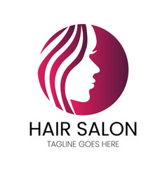 Pink Beauty Or Hair Salon Logo With Woman Face