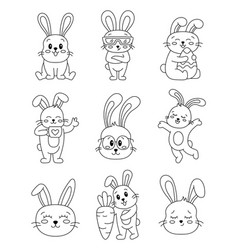 Cute Cartoon Rabbits Coloring Page