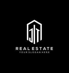 Letter Jt Logo For Real Estate With Hexagon Icon