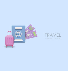 Banner On Blue Background With 3d Suitcase