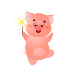 Excited Pig Holding Sparkler