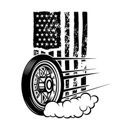 Motorcycle Wheel On American Flag Background