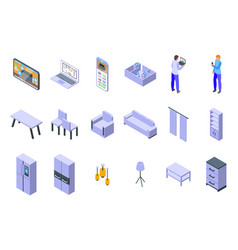 Virtual Interior Design Services Icons Set