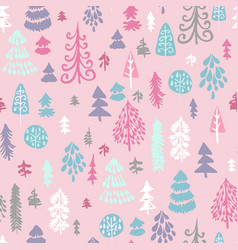 Christmas Trees Pattern With Hand Drawn