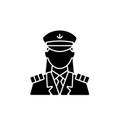 Female Captain Black Glyph Icon