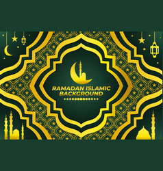 Islamic Ramadan Background Flat Mosque Green Gold