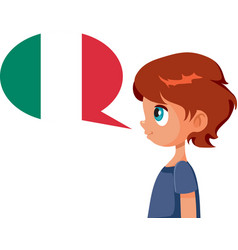 Profile Of Little Boy Speaking Italian Cartoon