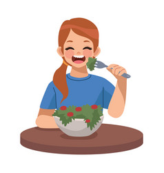 Woman Eating Nutrition Salad